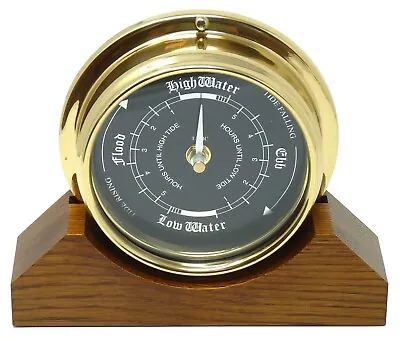 Prestige Tide Clock In Solid Brass And  Black Dial On A Dark Oak Mantle Mount • £209.90