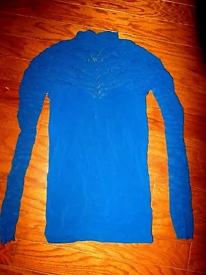 M / L ❤️VICTORIA'S SECRET TURTLE NECK TOP SWEATER KEY HOLE BACK Blue Stretch NEW • $24