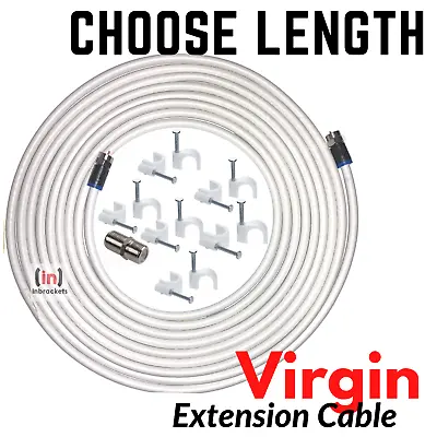 Virgin Media Extension Cable Lead Kit For Tv Broadband Tivo Superhub With Clips • £2.99