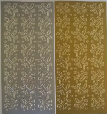 £2.55 • Buy 2 Sheets Of Christmas Holly Borders Peel-offs  Gold And Silver  6 In Total
