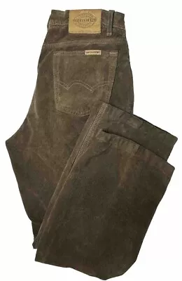 Skott's Suede Leather Washable Pants Jeans Brown Mens 30X28 EUC Vintage • $69