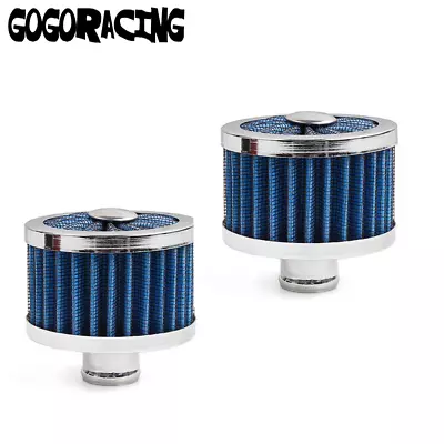 2x Blue Extra Flow 1  To 1-1/4  Push In Valve Cover Baffled Breather Vent Filter • $18.99