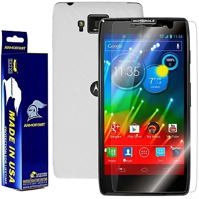 ArmorSuit Motorola Droid Razr HD Screen Protector + White Carbon Fiber Skin USA • $18.45