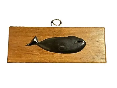 Vintage Folk Art Wooden Whale Nautical Wall Hanging Hand Carved L.A. Deschenes • $89.50