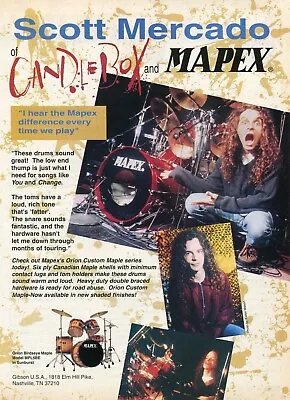 1995 Print Ad Of Mapex Orion Birdseye Maple Drum Kit W Scott Mercado Candlebox • $9.99