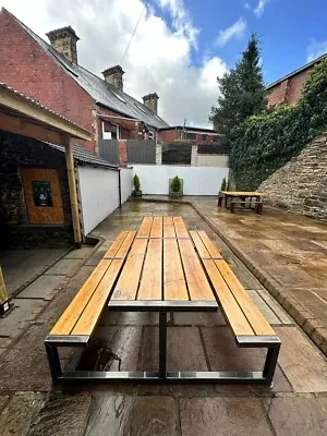 Event Pub Picnic Bench Steel Frame 10 Seat Waterproof Outdoor Table Hand Made • £1560