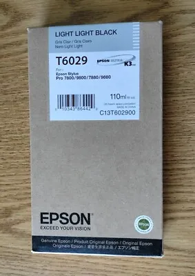 05-2021 New Genuine Epson Light Light Black T6029 Ink Stylus 7800 9800 7880 9880 • $59.89