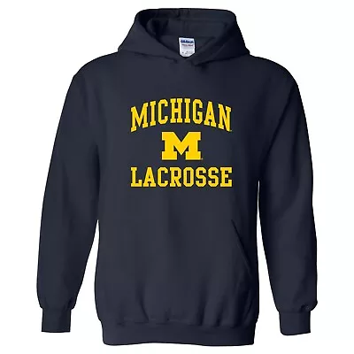 Michigan Arch Logo Lacrosse Team Color Hoodie - Navy • $49.99