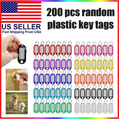 200X Plastic Key Tags Metal Ring Luggage Card Name Label Keychain W/ Split Ring • $11.97