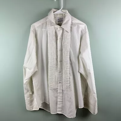 Vintage Lion Of Troy Tuxedo Dress Shirt 16.5 - 32 Button Up Ruffles White Prom • $22.99