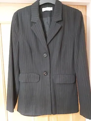 £5 • Buy Charlotte Halton Black & Brown Pin Stripe Smart Suit Jacket - Size 12