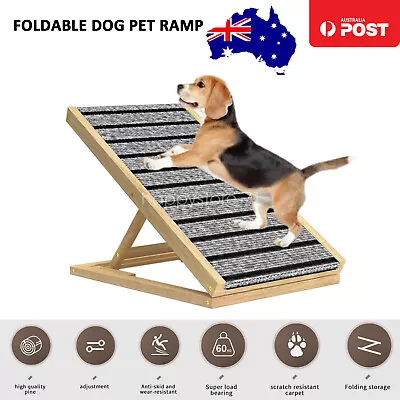 Adjustable Foldable Dog Pet Ramp Height Dogs Stairs For Bed Sofa Car 70cm/100cm • $49.49