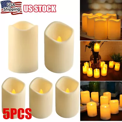 5PCS Flameless Pillar Candle Battery Operated Flickering LED Light With Timer US • $15.99