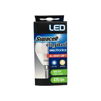 Supacell Digital G45 E14 A+ Smart LED 470lm Energy Saving 5W Warm White Bulb • £3.49