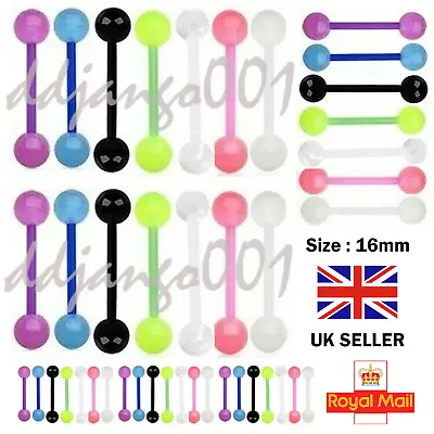 £2.15 • Buy Belly Bars Plastic Glow In Dark Tongue Bar Nipple Bar Tragus Eyebrow Piercing UK