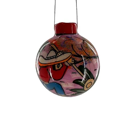 Hand Painted Christmas Bulb Ornament Talavera Mexican Folk Art Pottery Western • $12.48