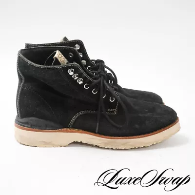 #1 MENSWEAR Visvim Obsidian Black Distressed Suede Laced 6” Boots Shoes 8 NR • $9.99