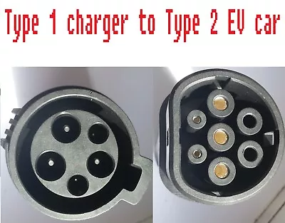 Type1 To Type2 Adapter EV Cable Car Mennekes Hybrid AC Plug Charging Station UK • £26