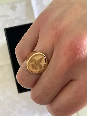 18k Solid Gold Signet Ring With Royal Coat Of Arms Fleur-de-lys Of 10.05 Grams ! • £4016.71