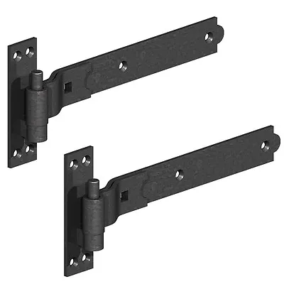 Cranked Heavy Duty Hook & Band Gate Hinges Black Shed Stable Door 8  - 36  • £15.25