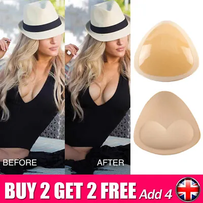 £6.17 • Buy Silicone Gel Bra Breast Enhancers Push Up Pads Triangle Bikini Fillets Inserts