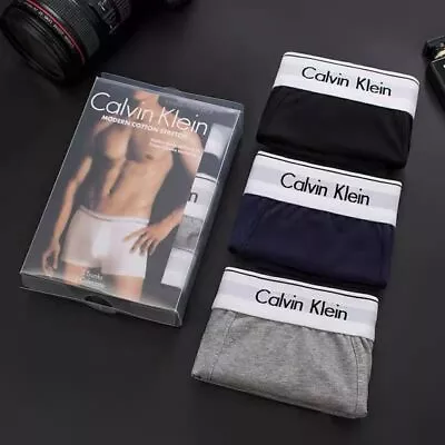 3PCS Calvin Klein Cotton Stretch Mens Ck Trunks/Boxers Shorts Underwear Boxed • £5.99