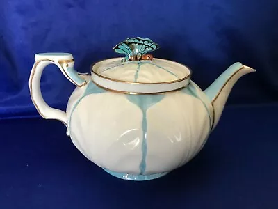 Original Vintage Aynsley Butterfly BLUE Harlequin Teapot B1322 PERFECT • £2500