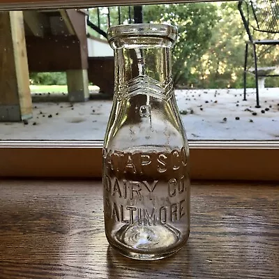 Pt Milk Bottle Patapsco Dairy Co Baltimore MD Maryland Embossed Early 1923 Nice • $17.49