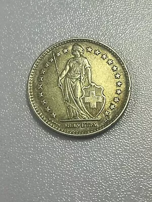 1940-B Switzerland 2 Francs Silver Coin-Standing Helvetia W/Lance & Shield-KM-21 • $11.99