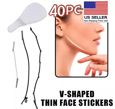 $6.99 • Buy 40PC Instant Face Neck Eye Lift Facelift Tapes And Bands V Shape Dark Hair 