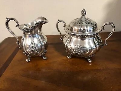 Vintage Wilcox Silver Plate Hand Chased Creamer And Sugar • $55