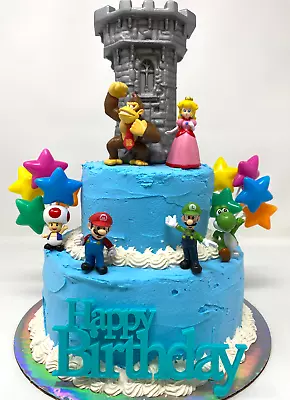 Super Mario Brothers Birthday Cake Topper Set BRAND NEW Mario Castle • $19.99