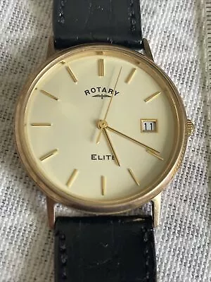 Rotary Elite 9kt Solid Gold  Man Watch Hallmark For 9ct 375 Solid Gold • £240