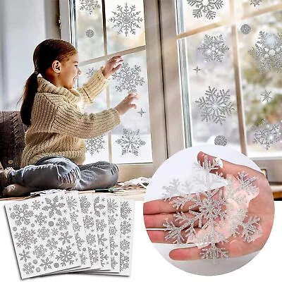 £3.92 • Buy 72 Christmas Window Decorations Stickers Art Elegant Snowflake Xmas Festive Home