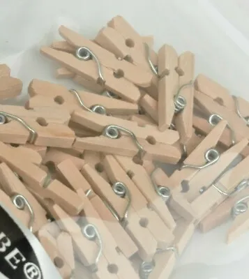 Natural Wooden  Mini Pegs Craft Wood Colour Clips 25mm   200pk • £6.04