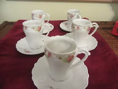 Vintage German Demitasse Cups And Saucers Set Of 5 Delicate Floral Pattern • $12.50