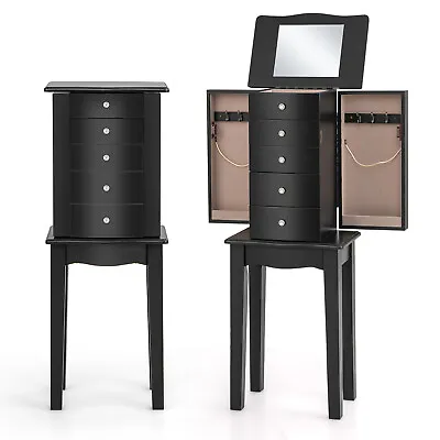 Jewelry Cabinet Armoire Storage Chest Stand Organizer Wood Box Free Standing New • $84.99