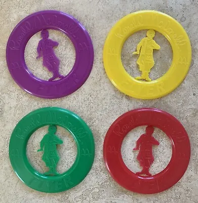 4 Vintage 1980’s Ronald McDonald Flyer Happy Meal Frisbee Disc Toys 6  FREE SHIP • $12.95