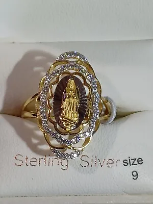 Beautiful Moricci 925 Silver  Mother Mary Womens Ring Size 9 Virgen De Guadalupe • $42.99