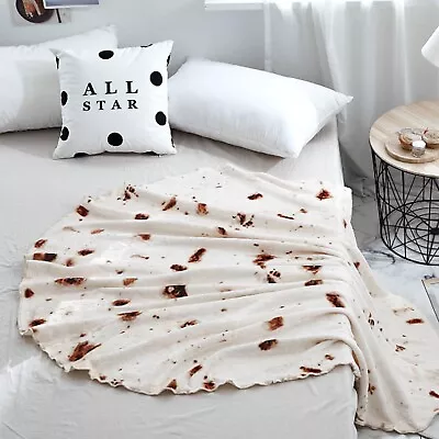 £19.69 • Buy 180cm Burrito Blanket Tortilla Texture Taco Burrito Wrap Blanket Round Best Gift