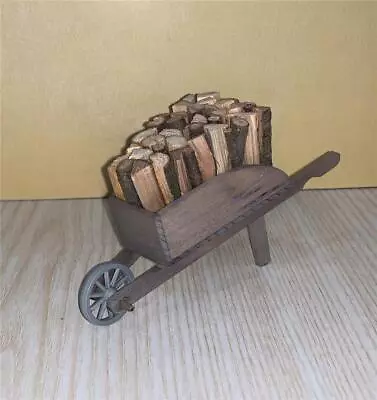 Miniature Dollhouse 1:12 Scale - Wood Wheelbarrow Filled W/wood - G0732 • $17.09