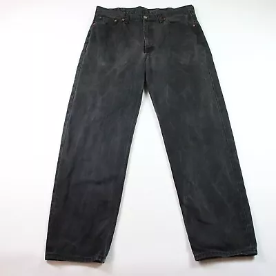 Men's 38x34 LEVI'S 550 Denim Black Dark Wash Straight Leg Jeans 100% Cotton • $24.99