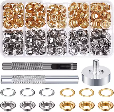 Bememo 1/4 Inch Grommet Kit 100 Sets Grommets Eyelets With 3 Pieces Install Tool • $10.50
