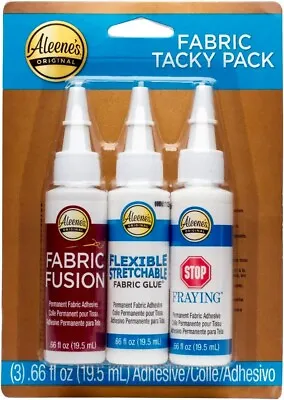 Aleene's Fabric Tacky Pack - 3 Pack. 19.5ml Bottles Fabric Adhesive Craft Glue • £5.99