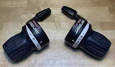 SRAM MRX Shimano Grip Shift Max Gripshift Black 3 X 7 Twist Shifter Set  • $25