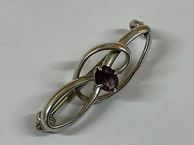 Antique Sterling Silver And Purple Stone Brooch By Charles Horner C1907 • £78