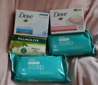 5 Sealed Bars Of Soaps Bundle. 2 Dove 1 Palmolive And 2 Tesco  • £5