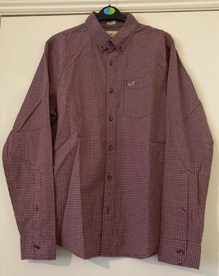 £3.75 • Buy HOLLISTER - REDDISH BURGUNDYISH CHECKED LONG SLEEVE SHIRT - Size M