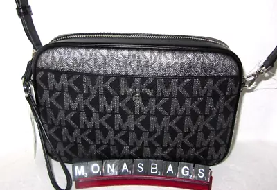 Michael Kors Jet Set Large EW Black $ Silver Signature Camera Crossbody Bag NWT • $98.99