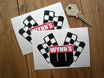 WYNNS Crossed Flag Car Stickers 4  Pair Classic Racing Dragster Indy NASCAR F1 • £3.99